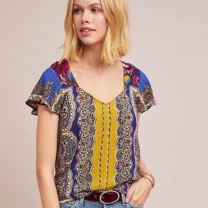 Anthropologie Teresita Scarf-Printed Blouse